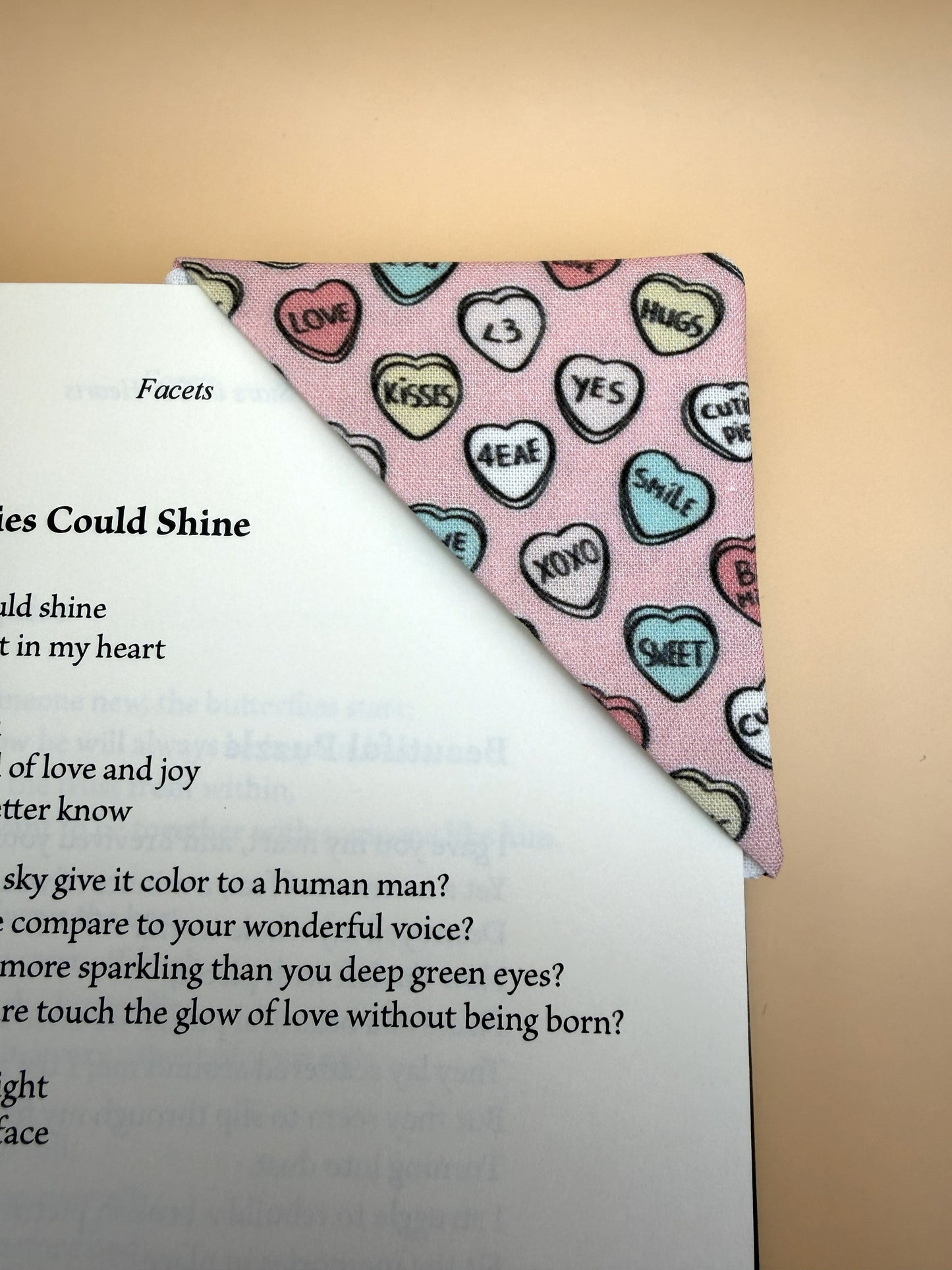 Pink Conversation Hearts - Page Corner Bookmark